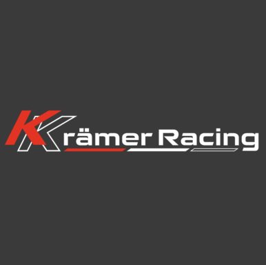 Logo von Krämer Racing in rot und grau auf dunklem Hintergrund.